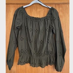 H&M Off the Shoulder Eyelet Peplum Top